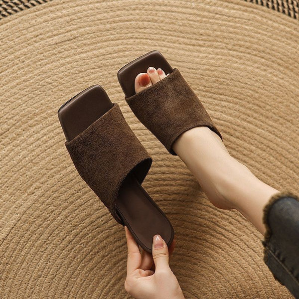 Women's Outerwear Square-toe Slide Sandals