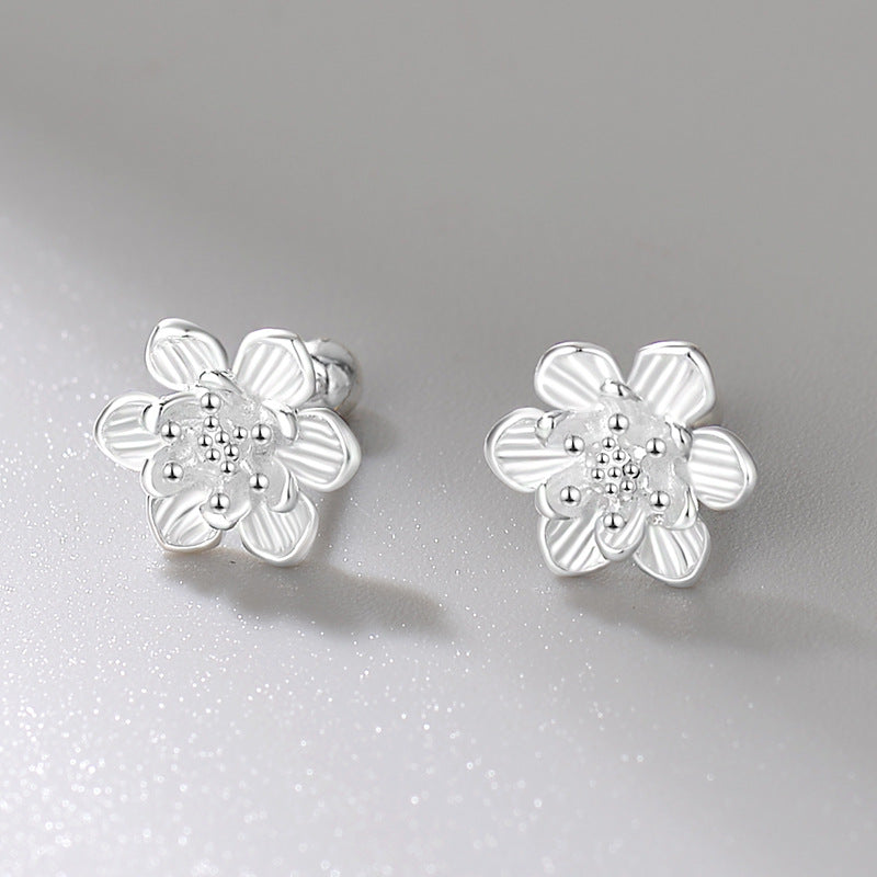 S999 Sterling Silver Womens Lotus Elegant Ear Cuff Stud