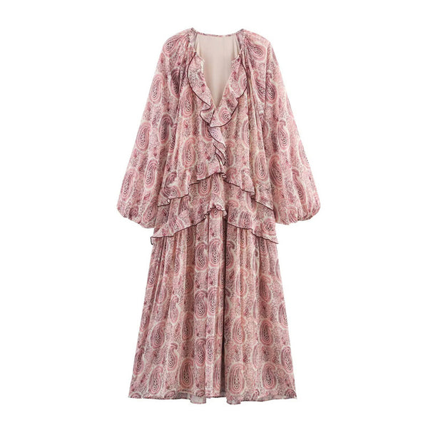 Womens Retro-printed Fashionable Casual Dress