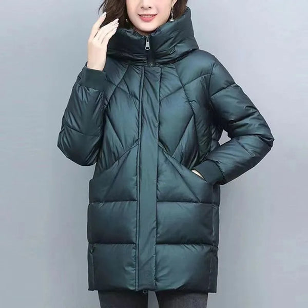Womens Mid-length Hooded Cotton Coat