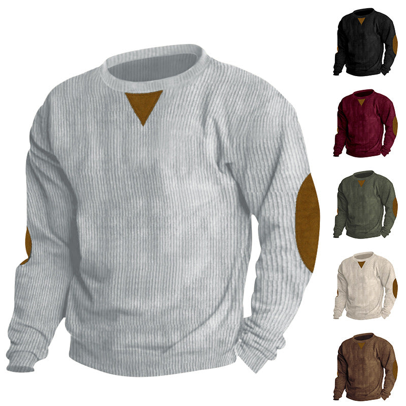 Crew-neck Corduroy Long-sleeve Sweatshirt For Men