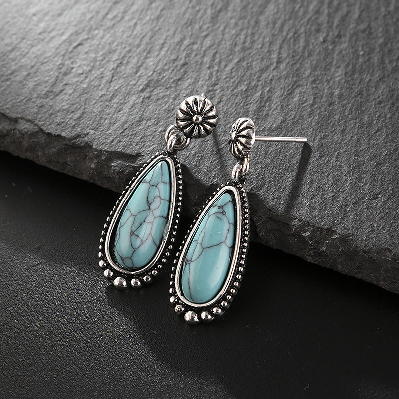 Creative Teardrop-shaped Turquoise Statement Earrings
