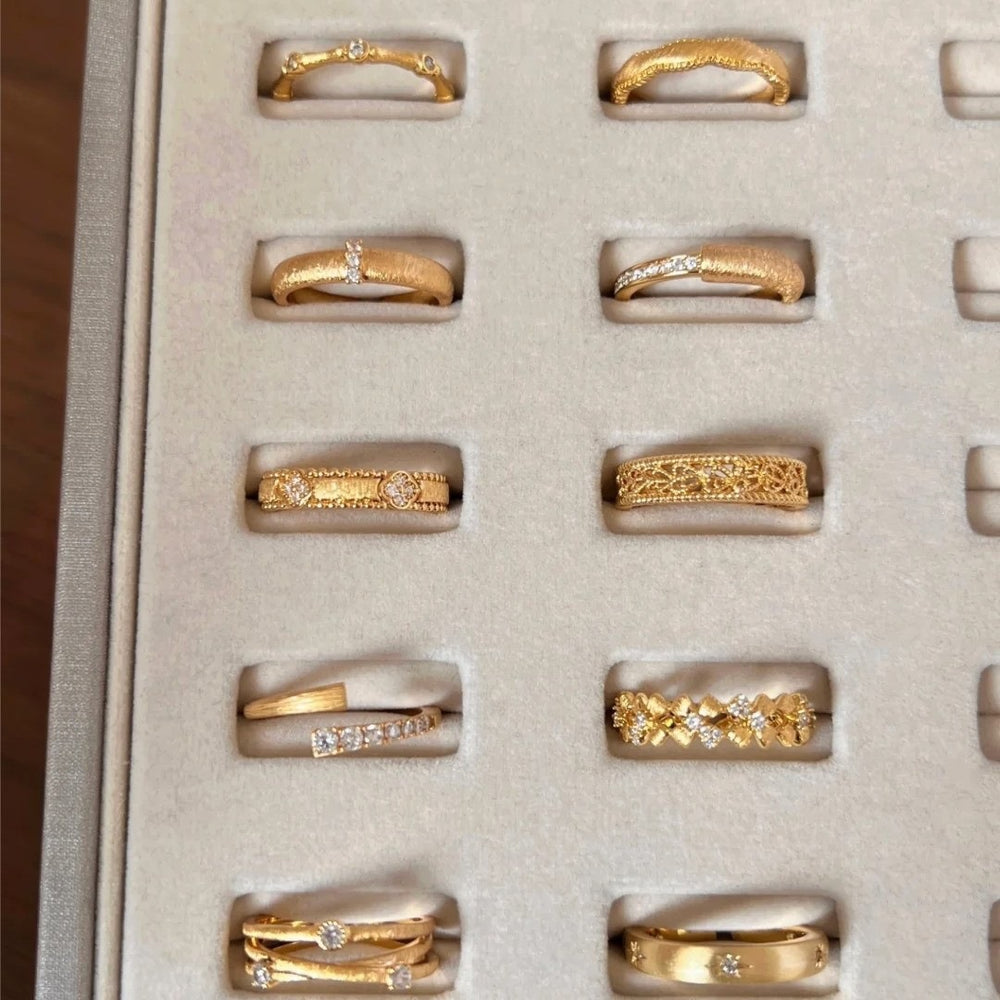 S925 Sterling Silver French-Style Micro-Inlaid Zircon Gold Ring For Women, Versatile, Niche, High-End, Stackable Index Finger Ring, Trendy
