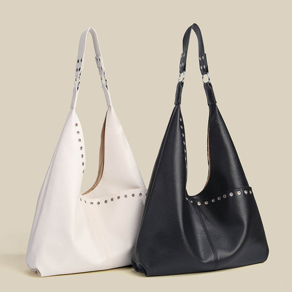 Sophisticated Retro Rivet Large-Capacity Womens Tote Bag