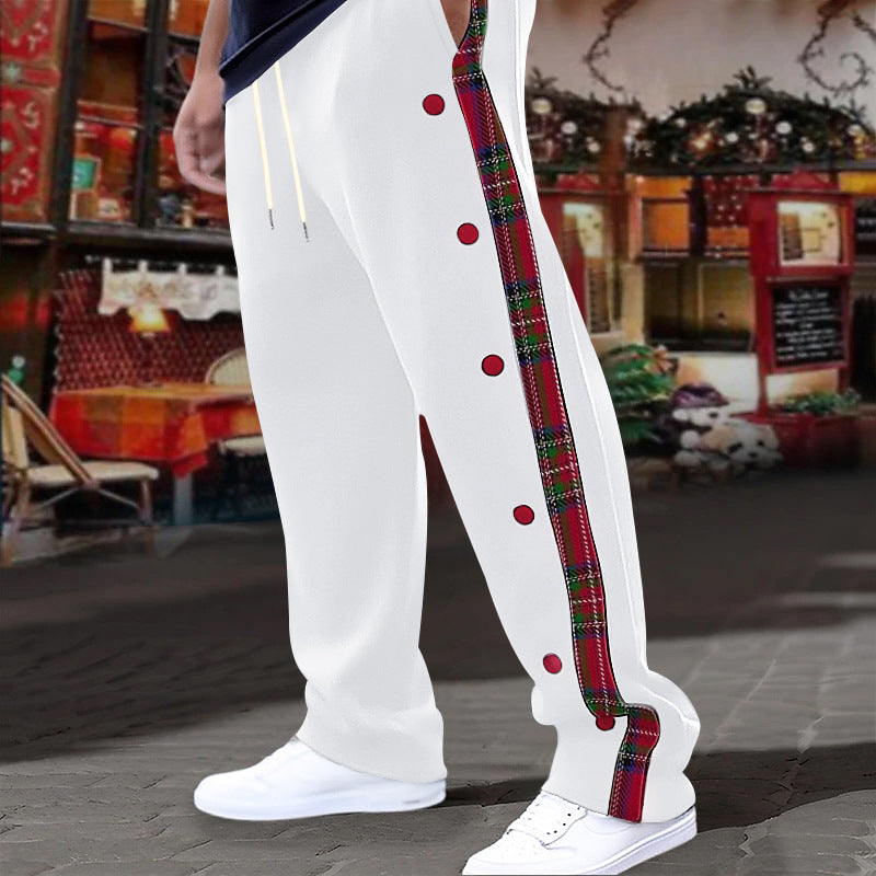 Mens Button-fly Casual Pants Straight-leg Outdoor Trousers For Men