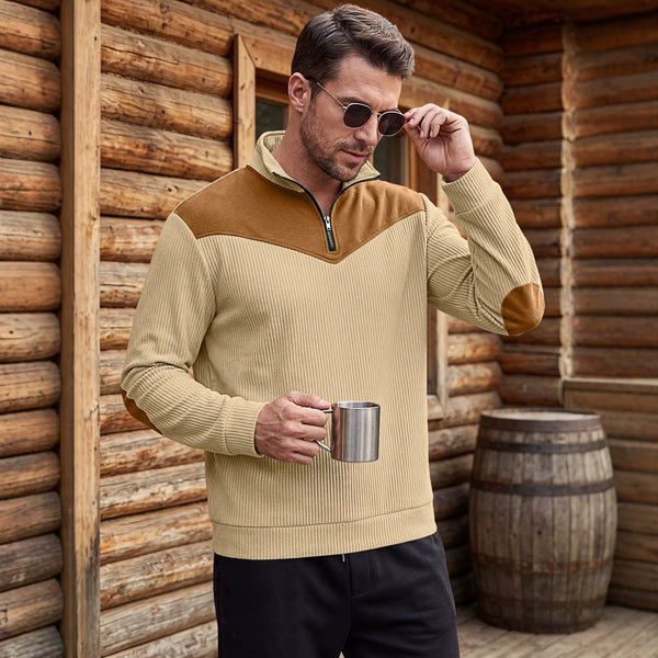 Mens Stand-Neck Hoodie Long-Sleeve Sweatshirt