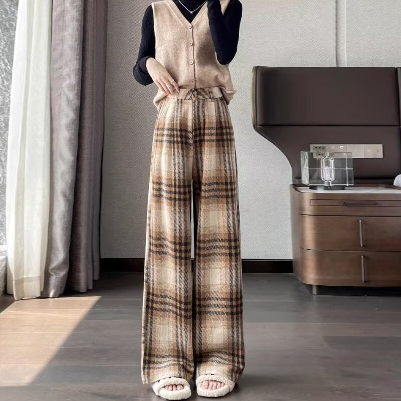 Mens Casual Wide-leg Floor-length Trousers