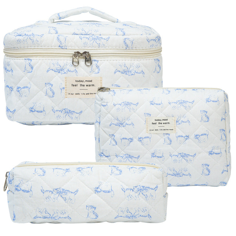 Niche Portable Washbag With Floral Print Instagram Style Cute Quilted Design