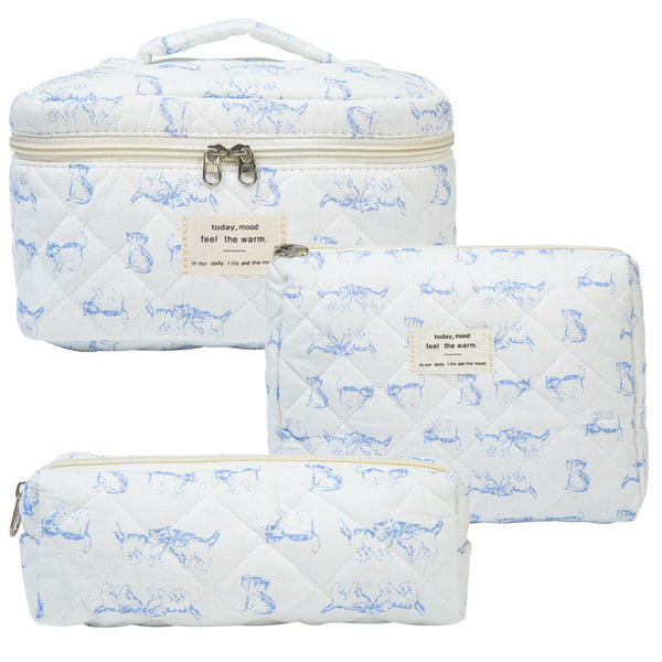 Niche Portable Washbag With Floral Print Instagram Style Cute Quilted Design