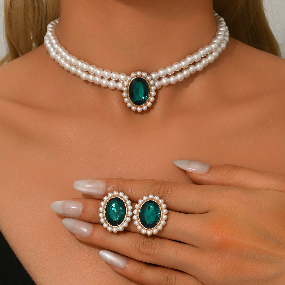 Pearl Necklace And Earring Set For Women