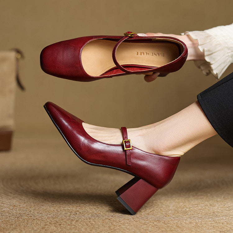 Soft Cowhide High-heeled Shoes For Women