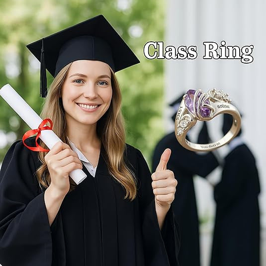 Birthstone Graduation Commemorative Accessories Women's College Ring